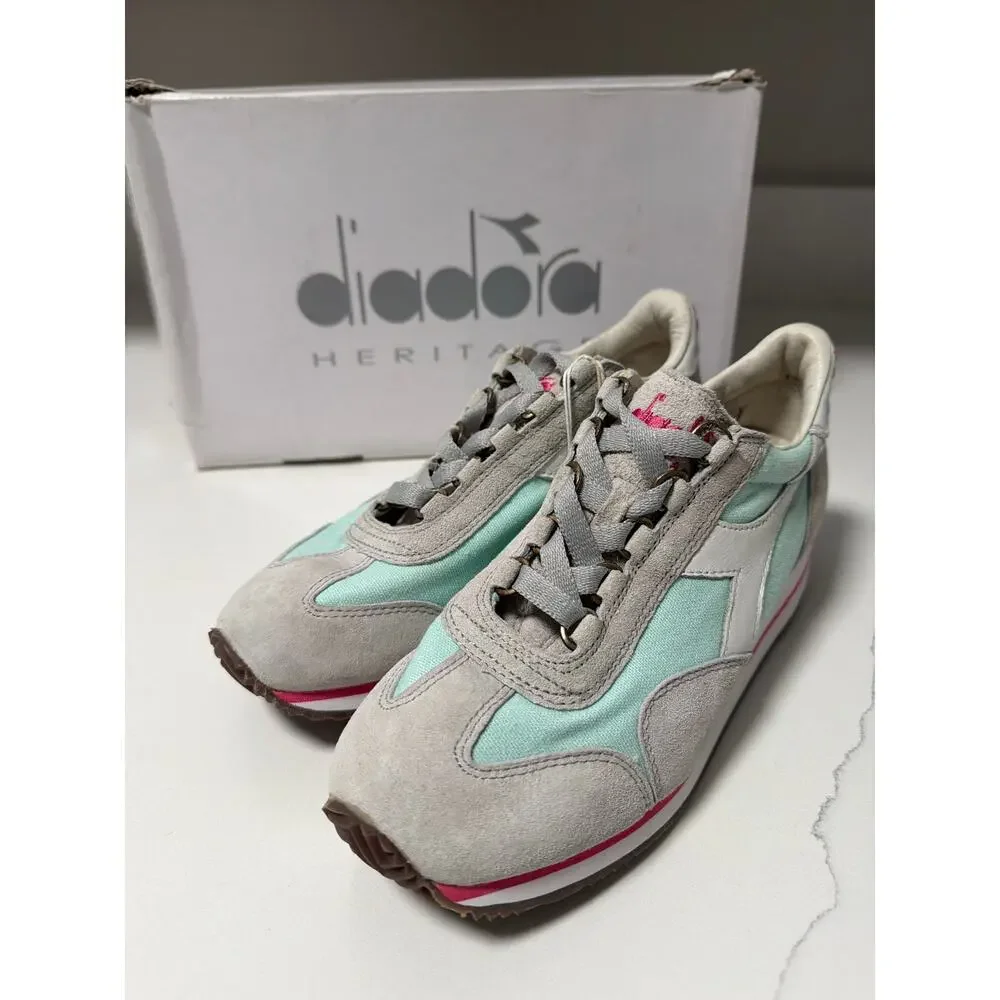 Diadora Heritage Equipe W SW HH Sneakers Womens 5.5 Sky Blue White Suede NWT